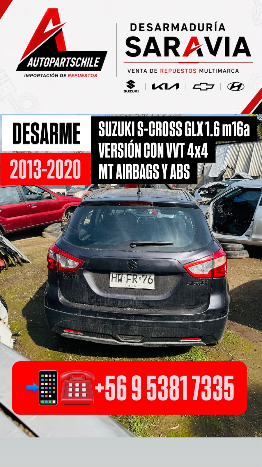 Suzuki S-Cross GLX 1.6 en desarme